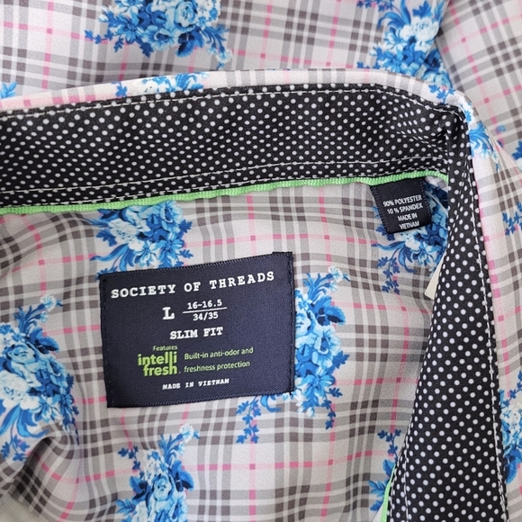 Society Of Threads Floral & Plaid Print Dress Shirt - Picture 6 of 8
